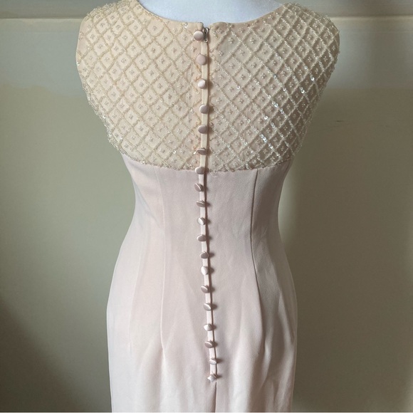 Donna Morgan Petites Silk Blush Beaded Cocktail Dress Est. Size 2/4P - Picture 6 of 6